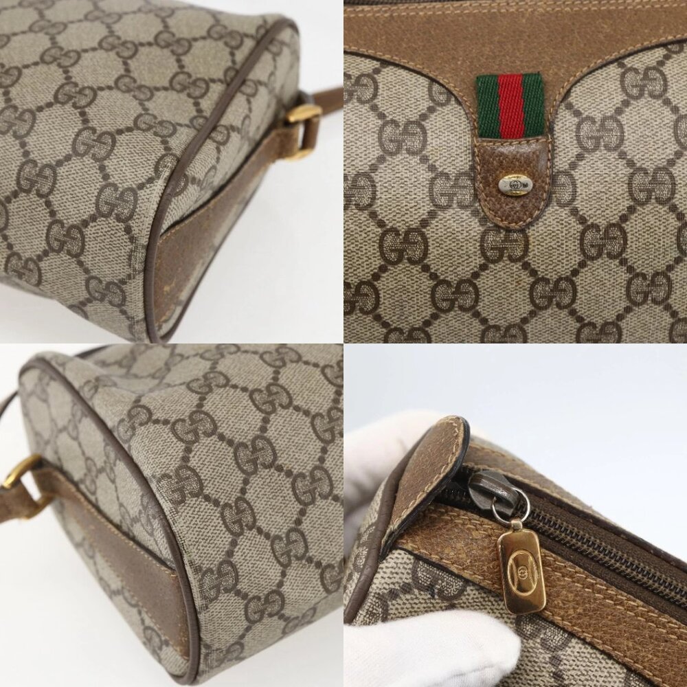 GUCCI GG Supreme Web Sherry Line Bag PVC Beige Gold 89 02 017 Auth BA8189 - Picture 13 of 15